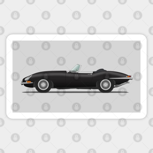 Jaguar E Type Roadster Black Magnet by SteveHClark